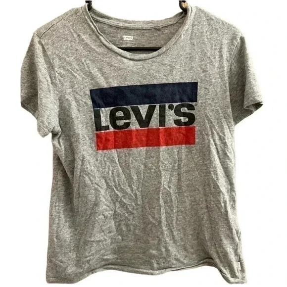 Women’s Levi’s short sleeve shirt womens M basic top medium grey summer casual - Picture 1 of 3